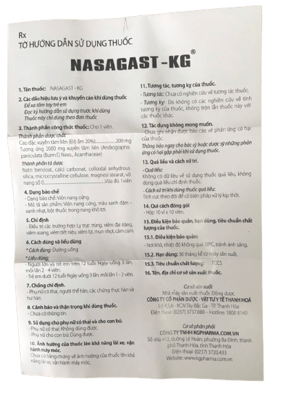 NASAGAST-KG Có thanh phan chunh la gi
